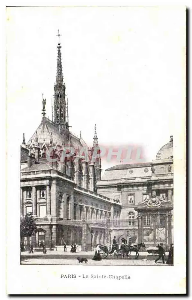 PARIS - A Santa Capela — vista do edifício gótico com carruagem — editor não identificado - Frente