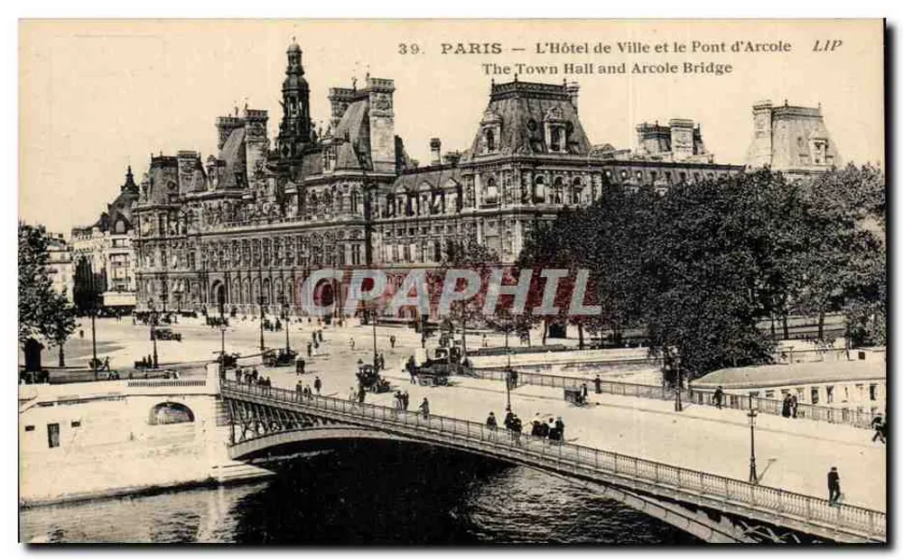 PARIS — Das Rathaus und die Pont d'Arcole — LIP - Vorderseite