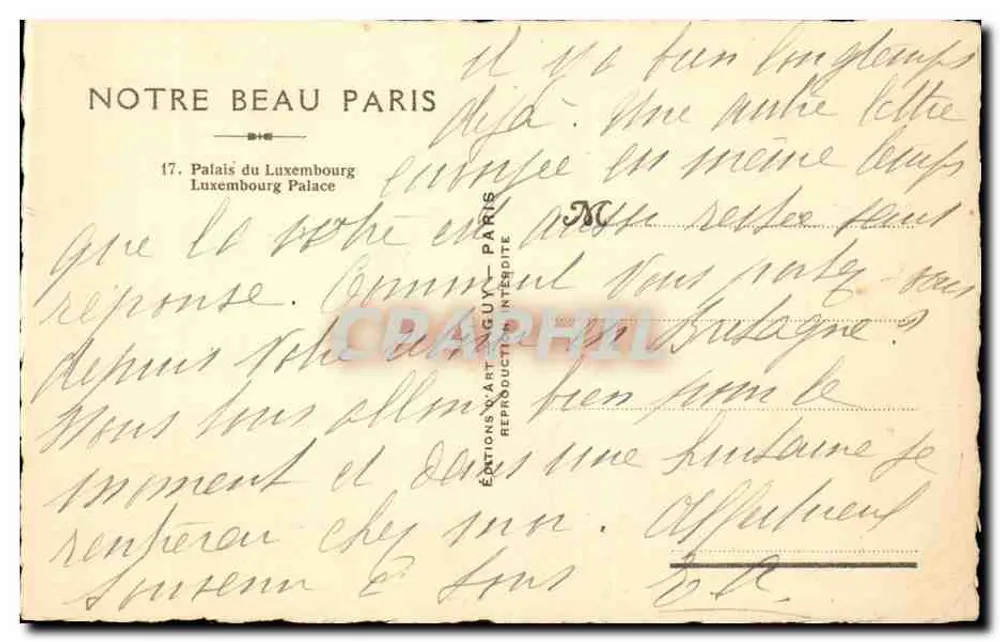 Palácio do Luxembourg — Paris — Éditions Guy - Verso