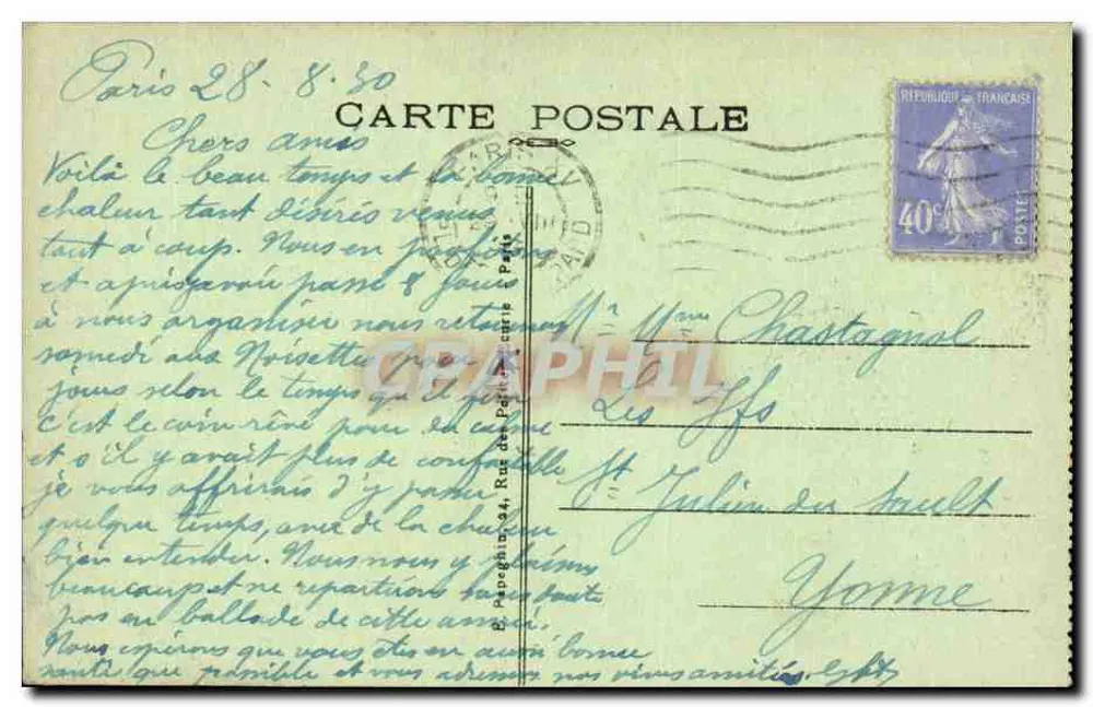Paris - Hotel dos Invalidos. O Dômo. A.P. - 65 - Verso