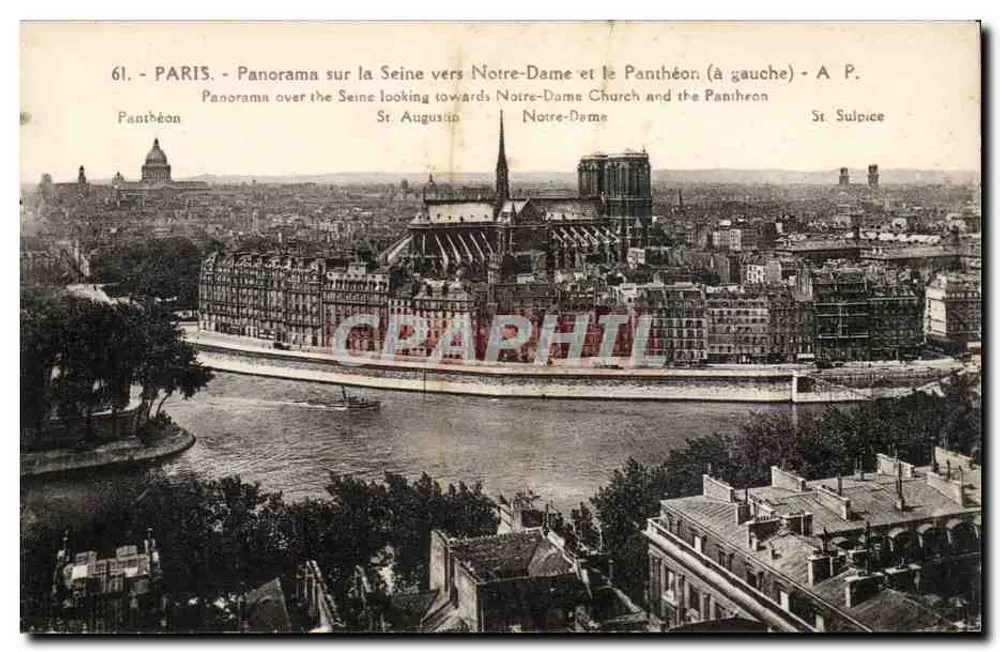 Paris - Panorama über die Seine Richtung Notre-Dame und Panthéon (links) - A. P. - Vorderseite