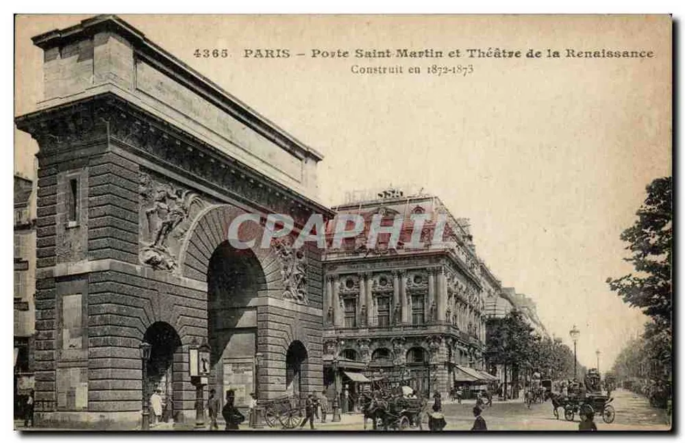Paris – Porte Saint-Martin und Théâtre de la Renaissance — Errichtet 1872–1873 - Vorderseite