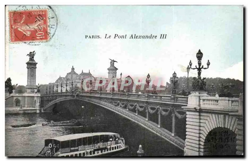 Paris. O Ponte Alexandre III — editor desconhecido, número de série não visível - Frente