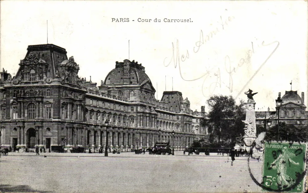 Paris - Cour du Carrousel — vista do palácio do Louvre — editor não identificado - Frente