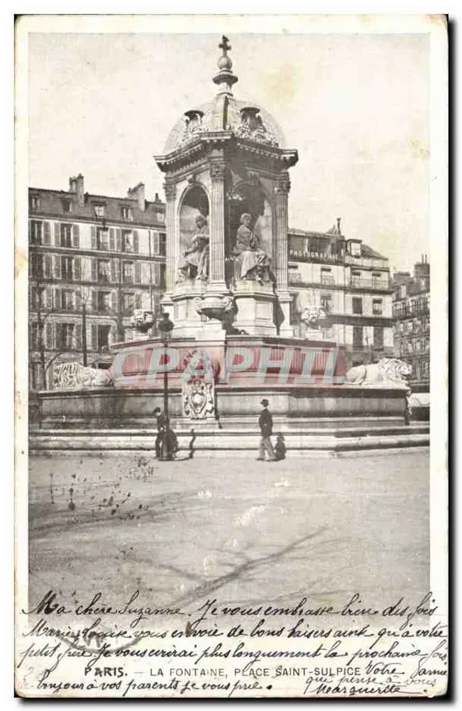Paris — A Fontaine, Praça Saint-Sulpice — Fotógrafo anônimo - Frente