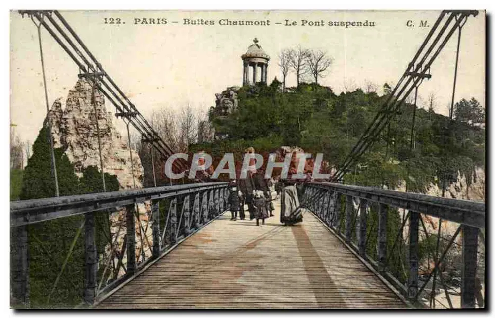 PARIS – Buttes Chaumont – O Ponte Suspensa — C.M. n°122 - Frente