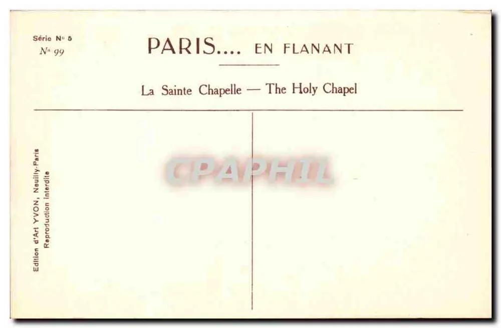 A Santa Capela — Paris... em Flanant — Edição de Arte YVON - Verso