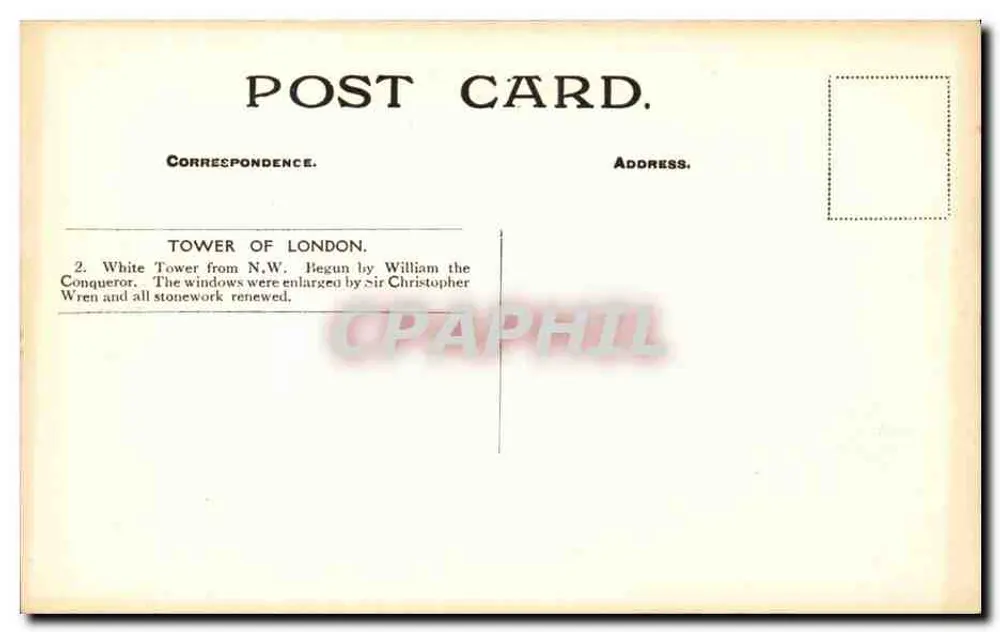 Turm von London — Ansicht des Bergfrieds von Nordwesten — unbekannter Verlag - Rückseite