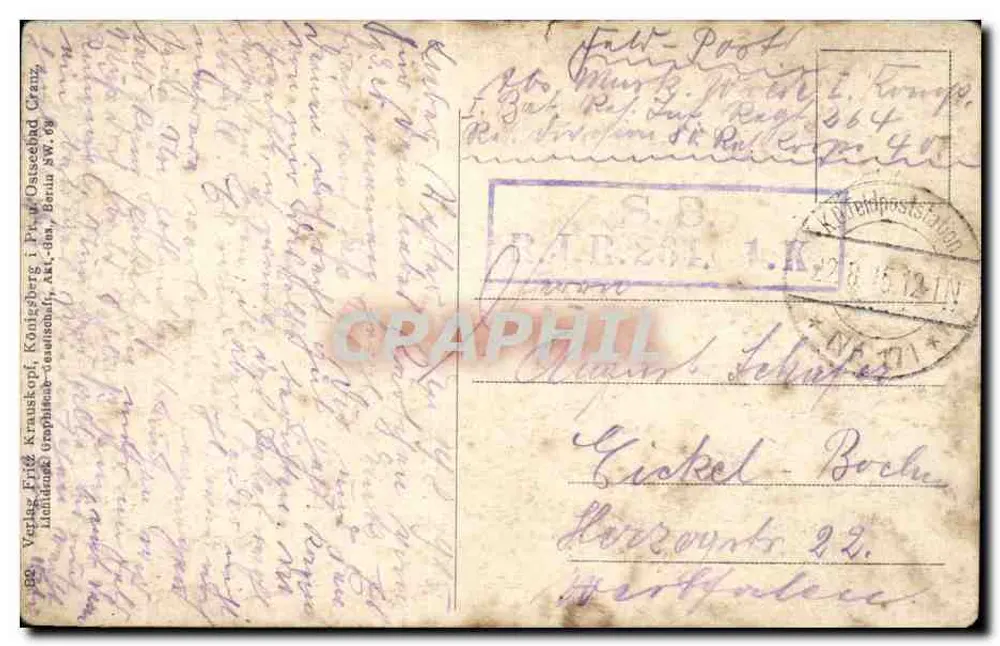 Tilsit — Das bombardierte Krematorium — Verlag Fritz Krauskopf, Königsberg - Rückseite
