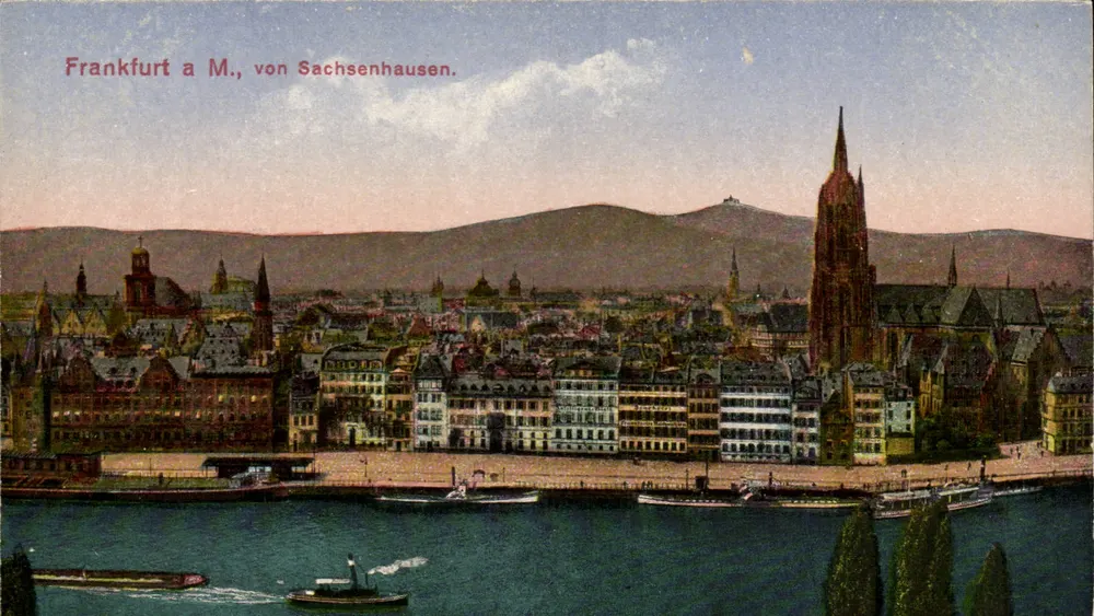 Frankfurt a.M., von Sachsenhausen — vue panoramique — Gerhard Blumlein & Co., Frankfurting M. - Recto