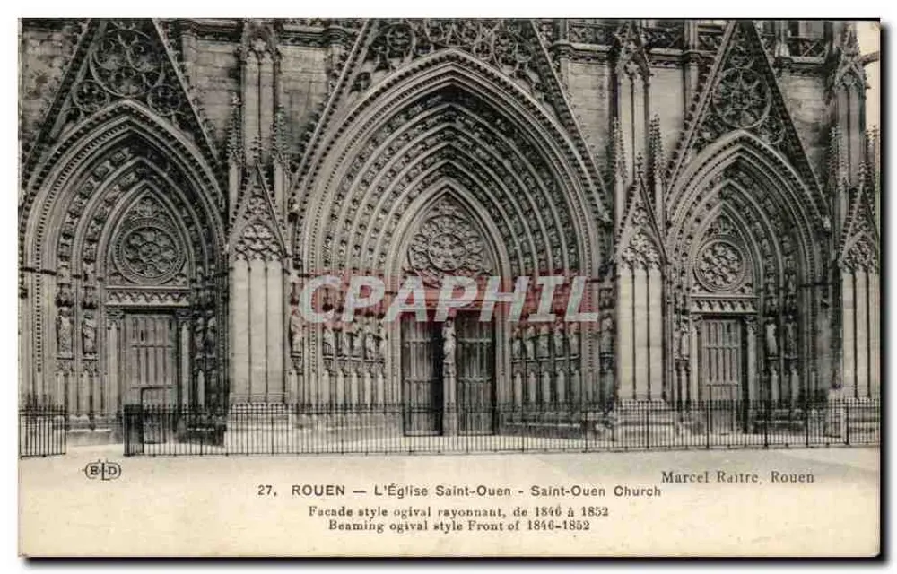 Rouen — De Kerk van Sint Ouen — Facade in stralingstijl, van 1846 tot 1852 — Marcel Raitre, Rouen - Voorkant