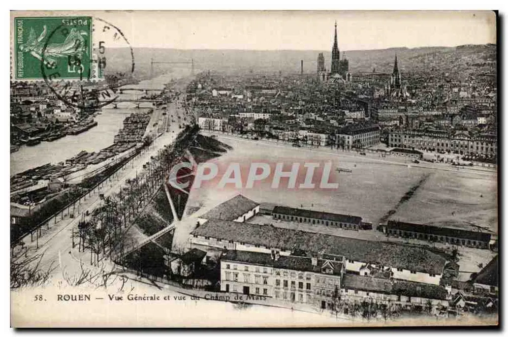 Rouen — Allgemeine Ansicht und Ansicht des Champ de Mars — n°58 - Vorderseite