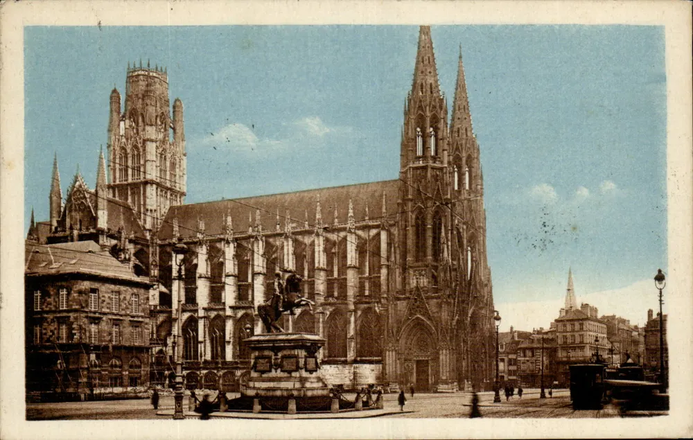 Rouen — Statue Napoleons I. — Kirche St-Ouen - Vorderseite