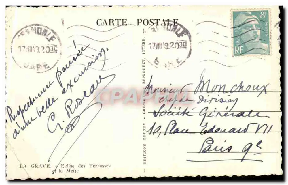 La Grave — Kirche der Terrasses und die Meije — Éditions Oudoux - Rückseite
