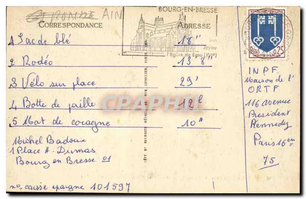 Bourg-en-Bresse — Iglesia de Bron — Mausoleo de Philibert-le-Beau — ND - Reverso