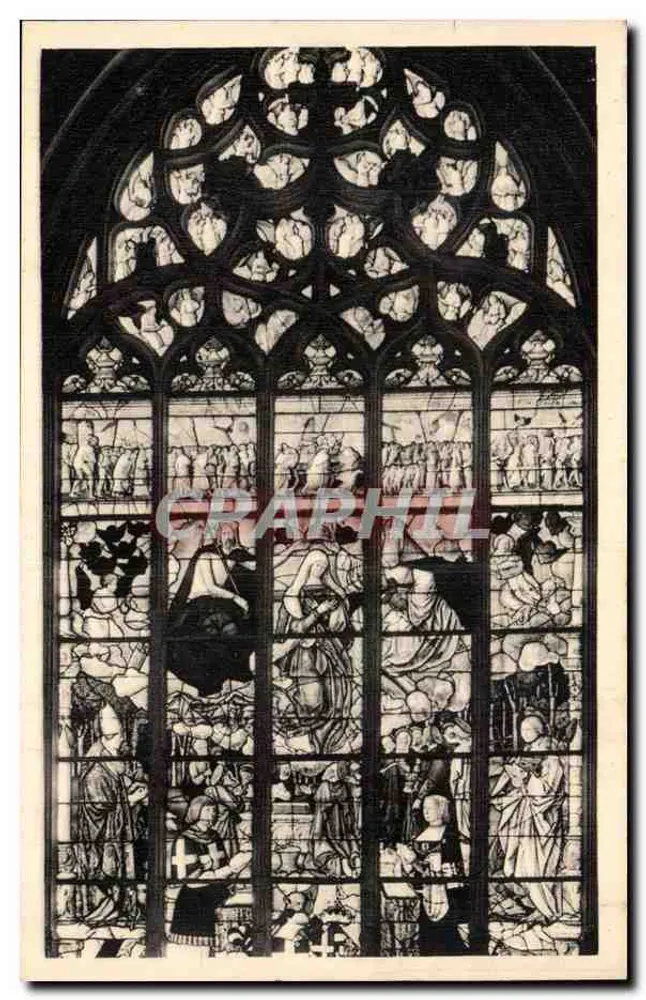 Chiesa di Brou (Ain) — Vetrata dell'Assunzione della Vergine — editore Serv. Commercial Monument Historiques, Parigi - Recto