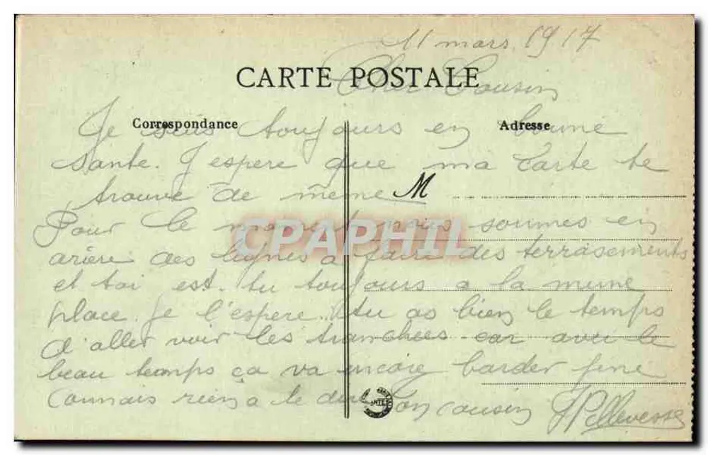 Deniecourt (Somme) — Ruinen des Schlosses nach dem Krieg — L.C.H. Paris, Nr. 583 - Rückseite