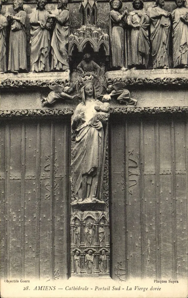 Amiens — Kathedrale - Südtor - Die Gekröpfte Jungfrau — Objectifs Goerz - Vorderseite