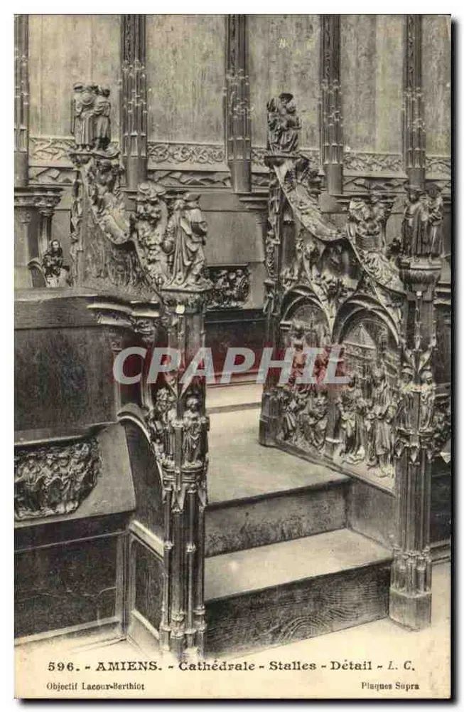 Amiens - Kathedrale - Stühle - Detail - L. C. - Objektiv Lacour-Berthiot - Vorderseite