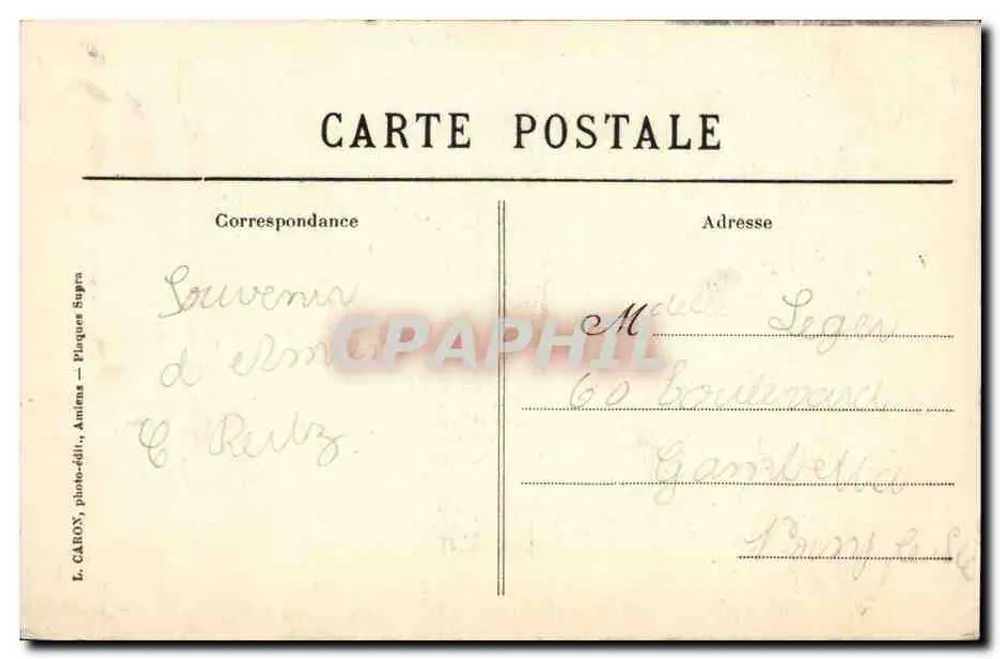 Amiens z Flèche — Katedra Najświętszej Maryi Panny — L.C. — Obiektywy Lacour-Berthiot - Rewers