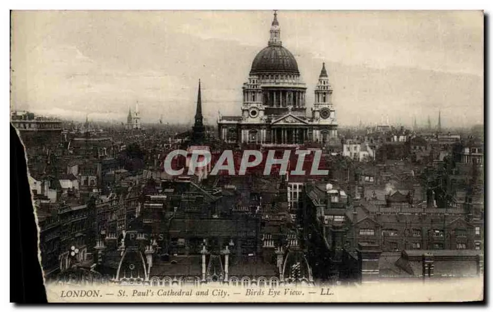 LONDON — St. Pauls-Kathedrale und Stadt — Vogelperspektive — LL. - Vorderseite