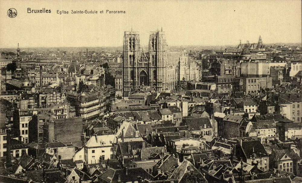 Brüssel - Kirche Saint-Gudule und Panorama - Verlag Thill, Serie 1, Nr. 30 - Vorderseite
