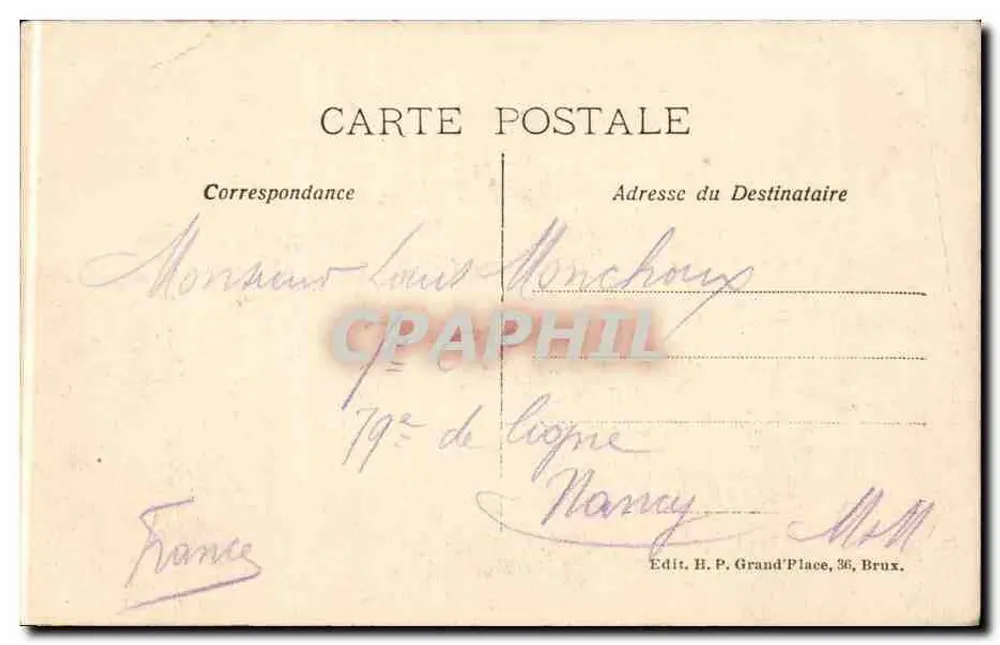 Bruxelas - Casa das Corporações — editor H. P. Grand'Place, 36, Bruxelas - Verso