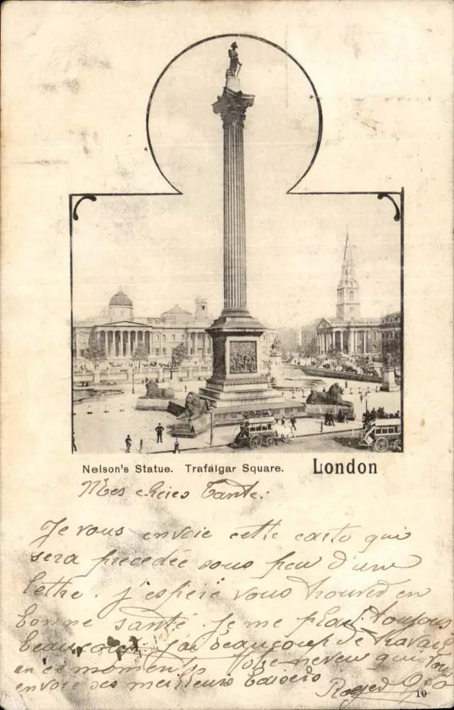 Statue Nelson — Trafalgar Square — London — unbekannter Verleger, Seriennummer 10 - Vorderseite