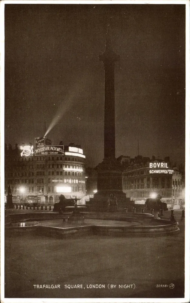 Trafalgar Square, London (bei Nacht) — Valentine's Photo Brown, n° 209381 - Vorderseite