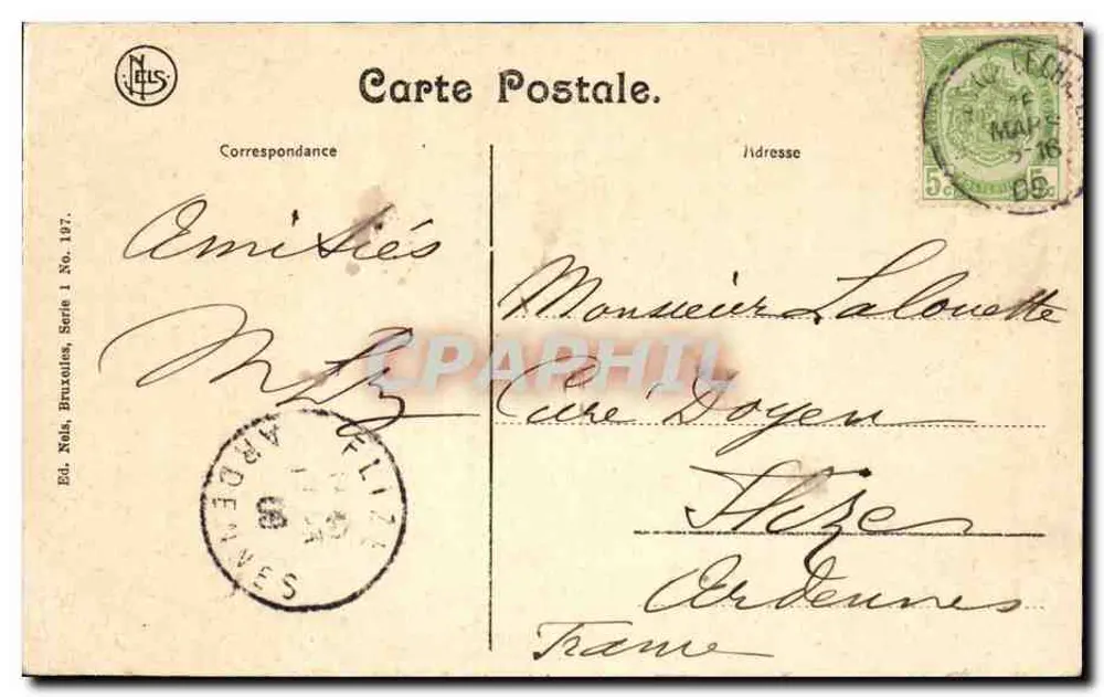 Brüssel — Das Schloss von S.A.R. der Gräfin von Flandern — Ed. Nels, Brüssel, Serie 1 - Rückseite