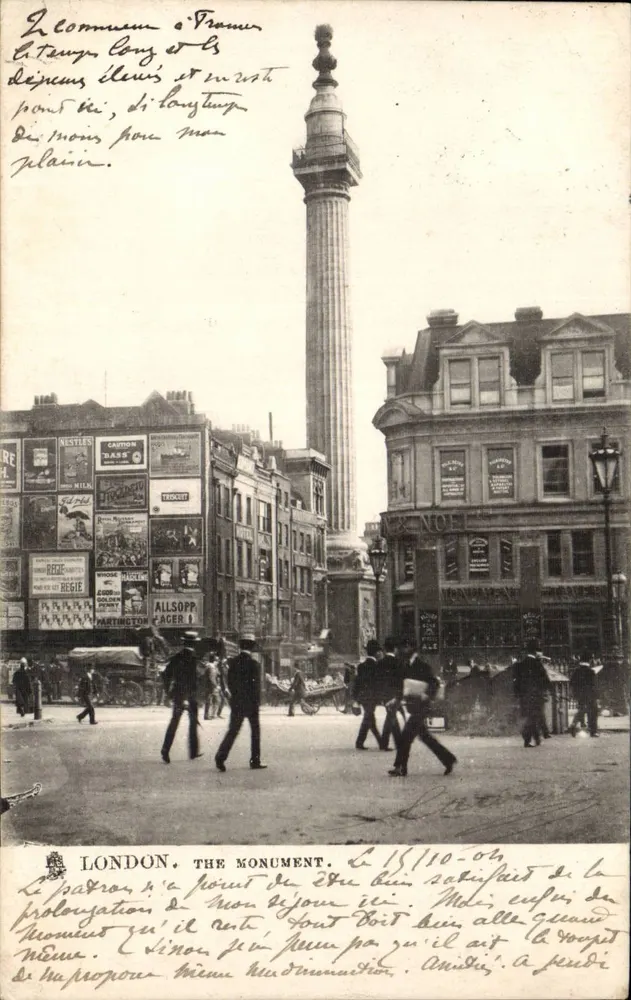 Londres, o Monumento — editor Raphael Tuck & Sons, série 'Town and City' - Frente