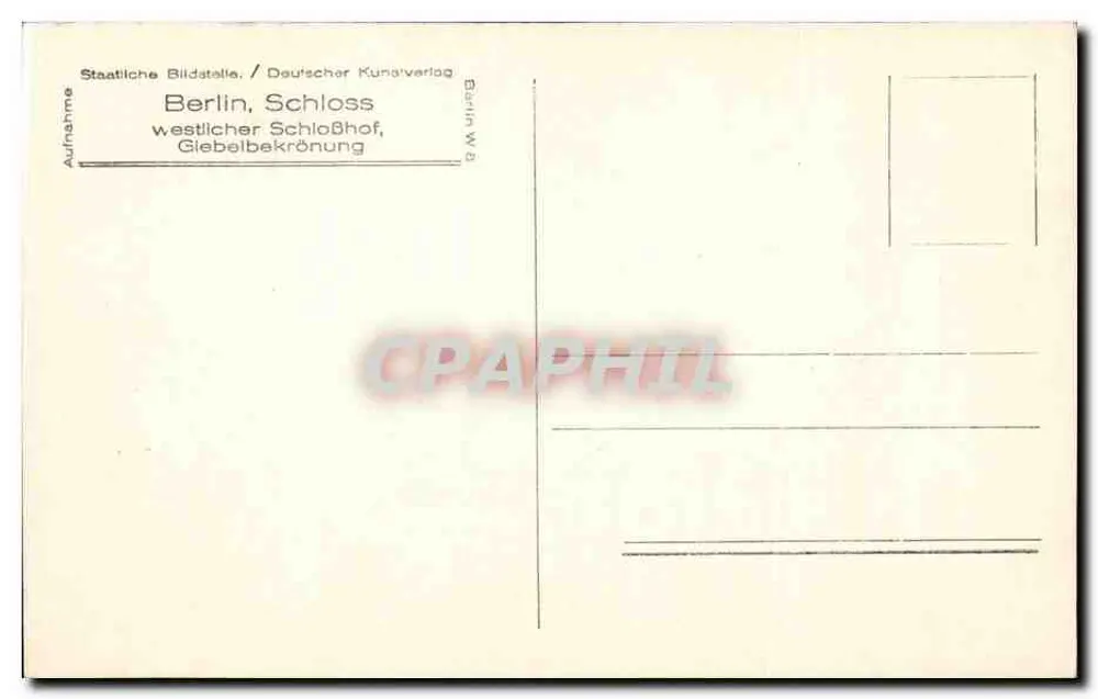 Berlim, Castelo — Giebelbekrönung — Staatliche Bildstelle / Deutscher Kunstverlag - Verso
