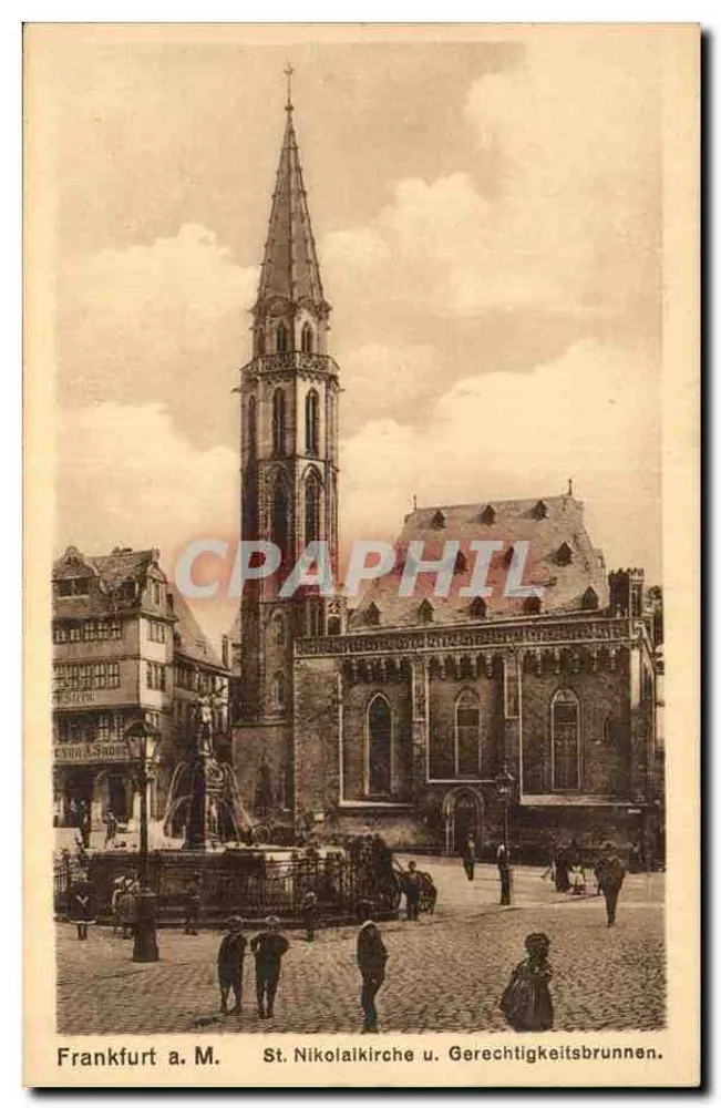 Frankfurt a.M. — St. Nikolaikirche u. Gerechtigkeitsbrunnen — Druck & Verlag, D 338 - Vorderseite