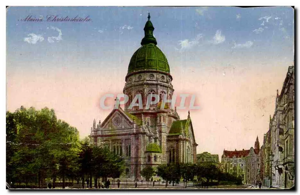 Mainz Igreja de Cristo — vista da igreja com o dômer verde — editor não identificado - Frente