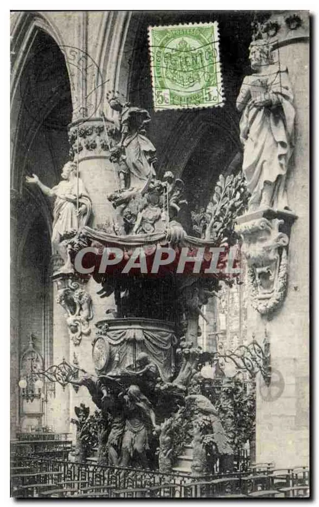 Interior da catedral — A cadeira de Santa Gudula — Éd. Nels, Bruxelas, Série 1, No. 47 - Frente