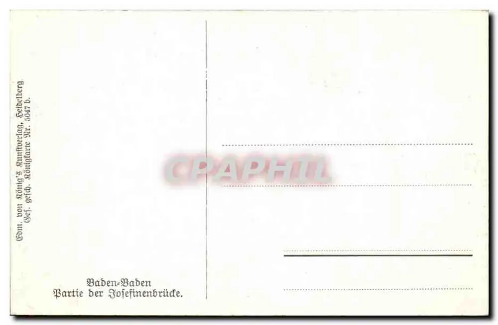 Baden-Baden — Teil der Josefinenbrücke — Verlag König & Stintheberg, Selbsterberg - Rückseite