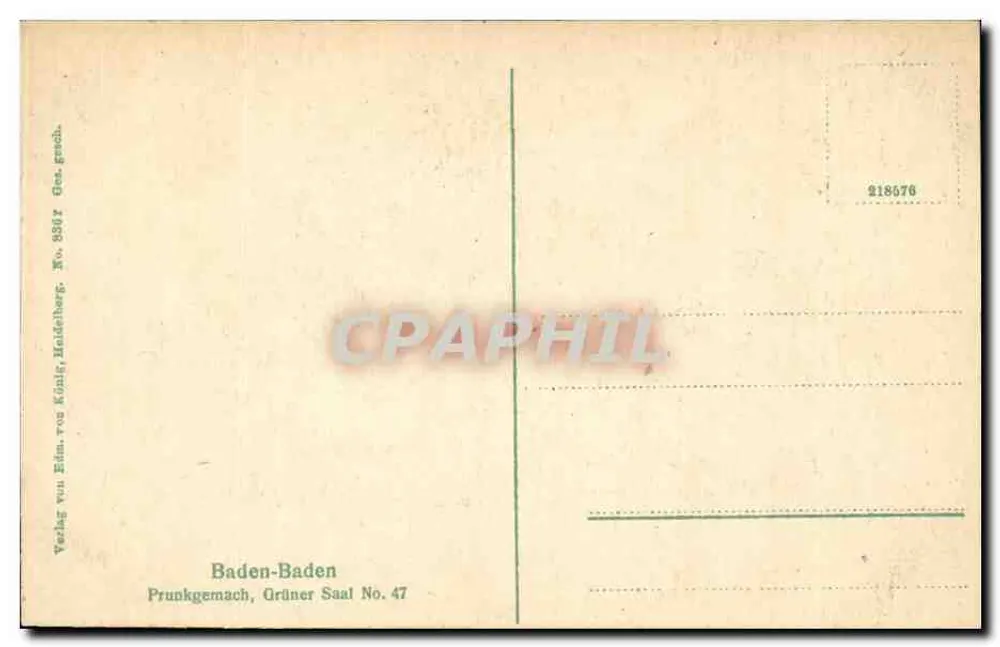 Baden-Baden — Prunkgemach, Grüner Saal — Verlag von Edm. von Köhler, Maldenber - Verso