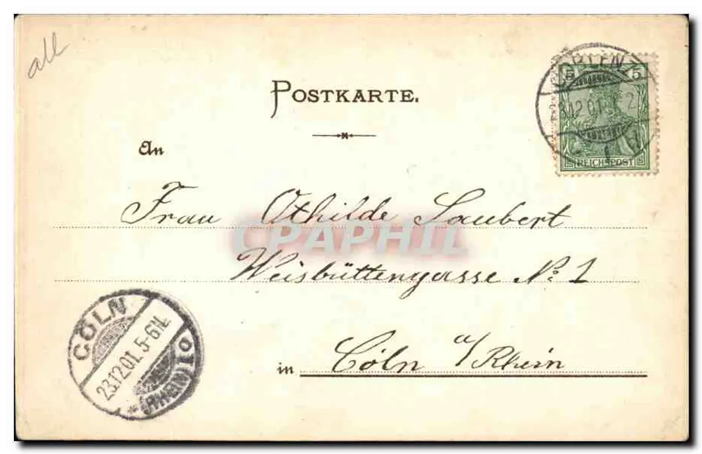 Monumento de Kaiser Wilhelm em Coblenz — editor Freytag & Co., Stuttgart, n° 20 - Verso