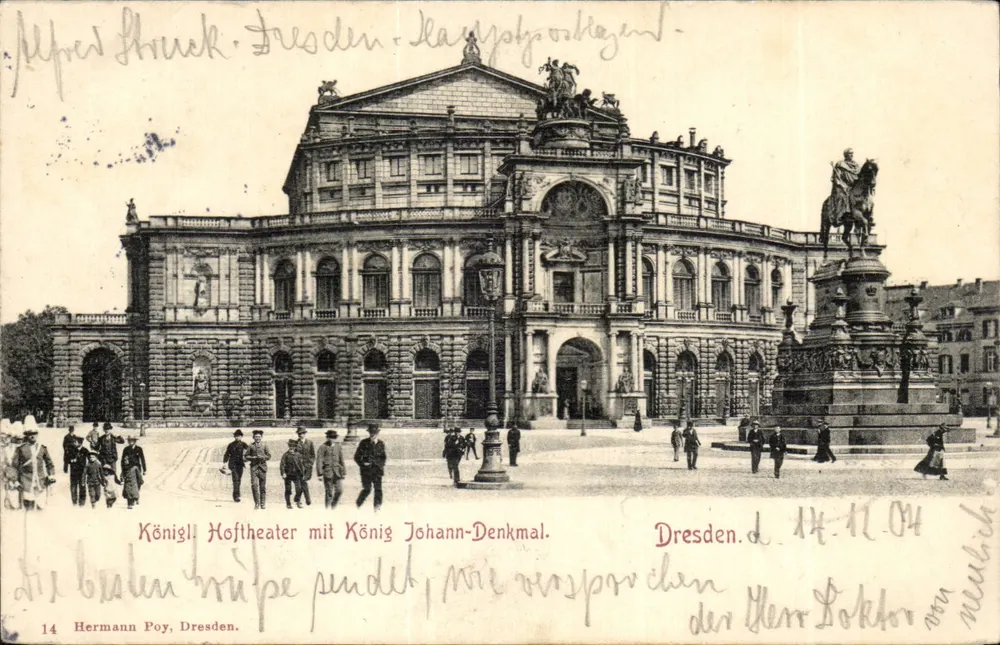 Dresden - Königliches Hoftheater mit König Johann-Denkmal — Hermann Poy, Dresden, n°14 - Vorderseite