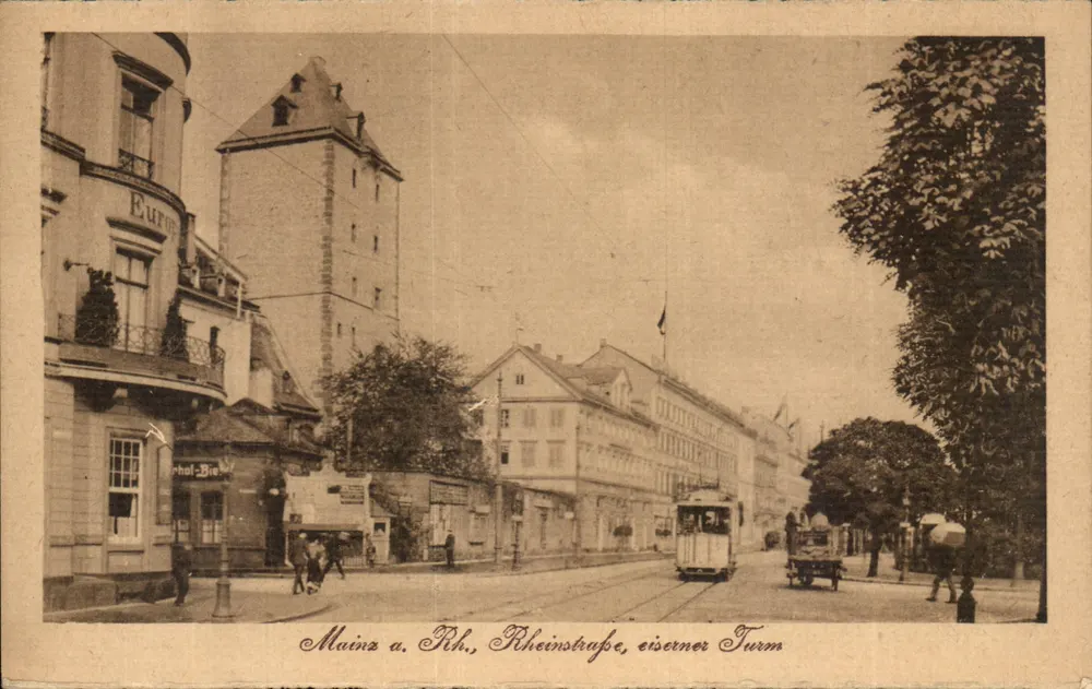 Mainz a. Rh., Rheinstraße, torre de ferro — editor Jacob Postkarten, série 269, n° 13 - Frente