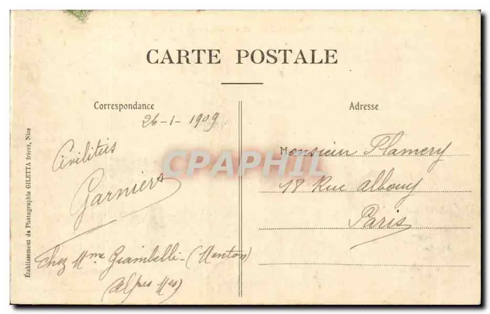 Monte-Carlo — Das Casino und die Gärten — Edition Giletta, Foto Nice, n° 719 - Rückseite
