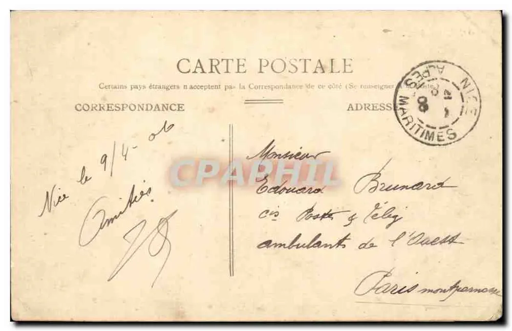 Monaco — Der Felsen — Verlag Postes - Rückseite