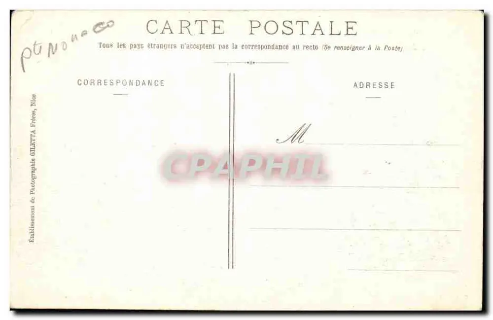 Monaco — Palast des Prinzen und Tête-de-Chien — Giletta-Ausgabe, Nice - Rückseite