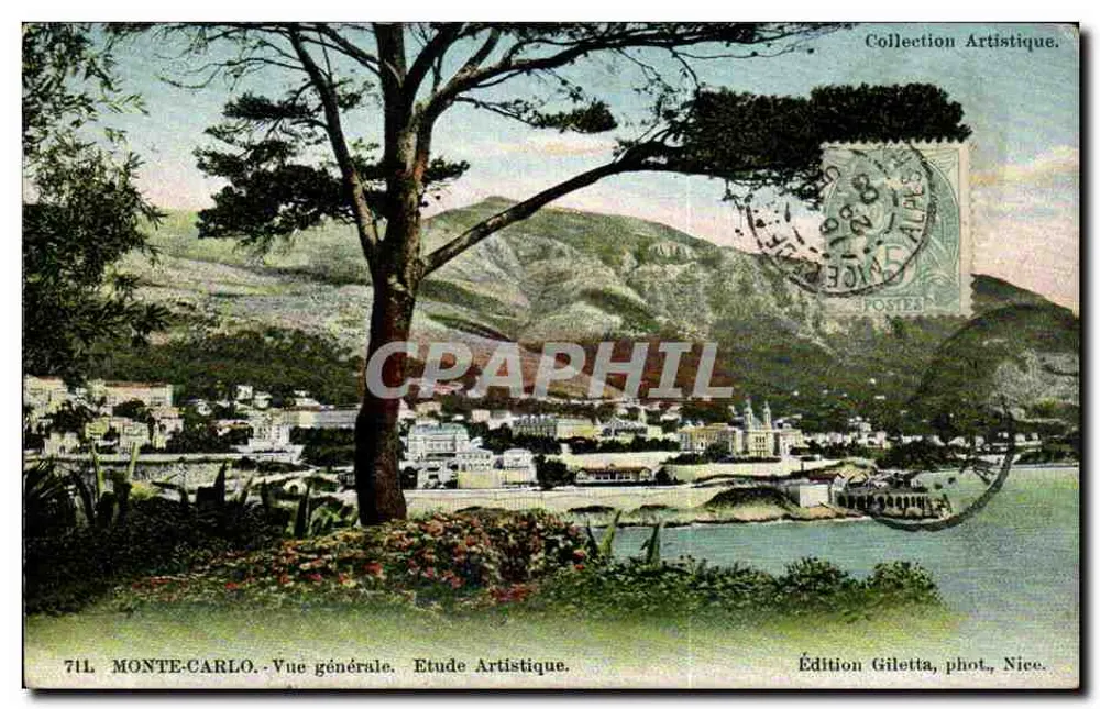MONTE-CARLO - Vista geral. Estudo artístico. Edição Giletta, fot., Nice. - Frente