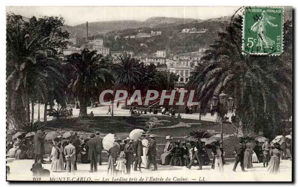 Monte-Carlo — Die Gärten vom Eingang des Kasinos — LL. n°102 - Vorderseite