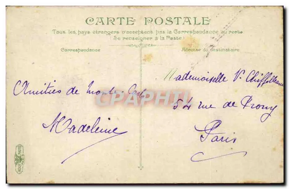Monte-Carlo — Ansicht von den Mauern von Monaco — Graphique - Rückseite