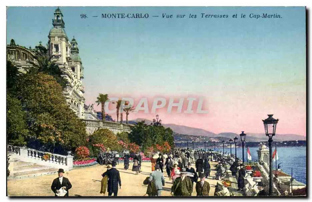 Monte-Carlo — Ansicht der Terrassen und Cap-Martin — Rostand et Renaud, Nizza, n°98 - Vorderseite