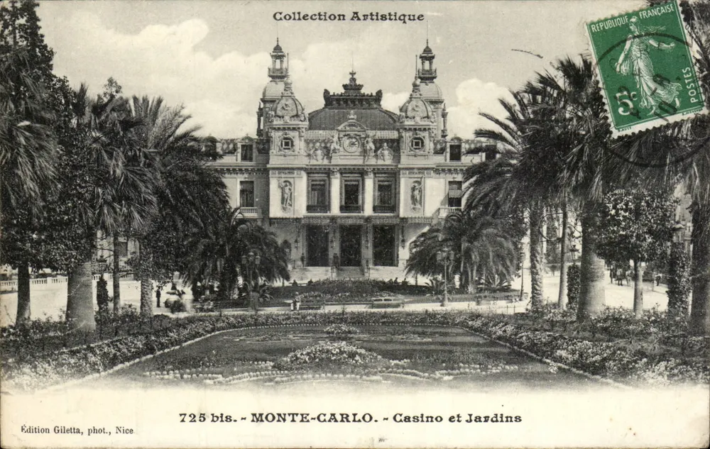 Monte-Carlo - Casino und Gärten — Künstlerische Sammlung — Giletta Verlag, Foto., Nice, Nr. 725 bis - Vorderseite