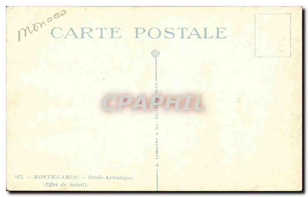 Monte-Carlo — Efeito do Sol — G. Lemaître & Cie, Editores, Nice - Verso