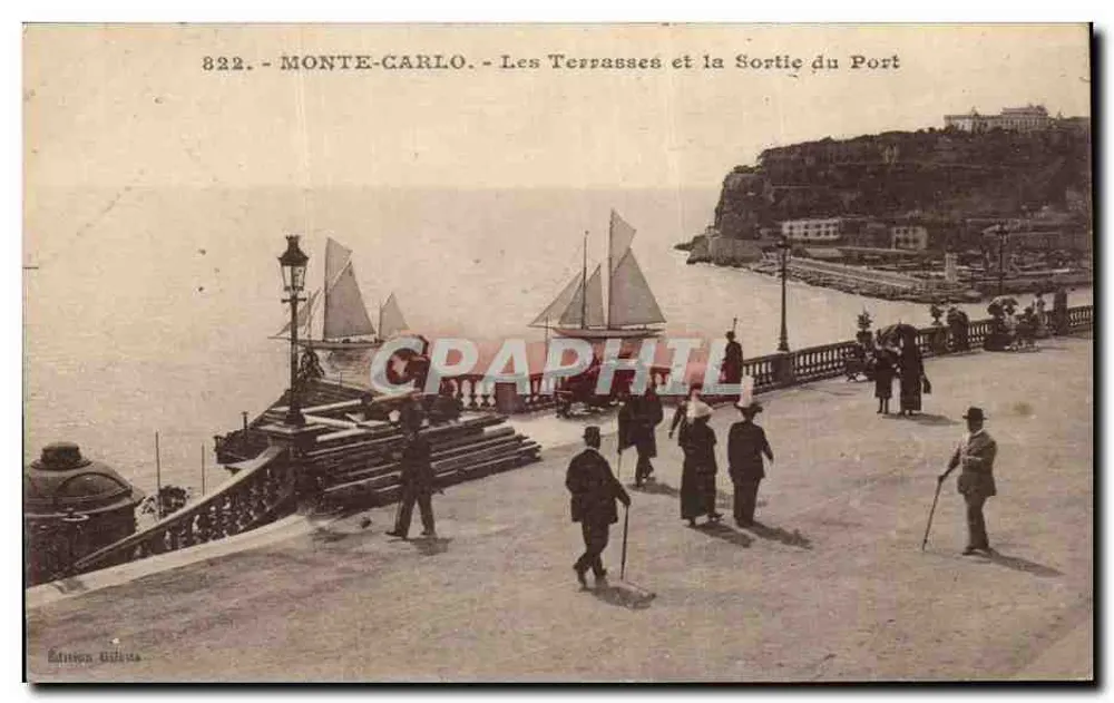 Monte-Carlo - Die Terrassen und der Hafen Ausgang — Éditions Gilica, Nr. 822 - Vorderseite